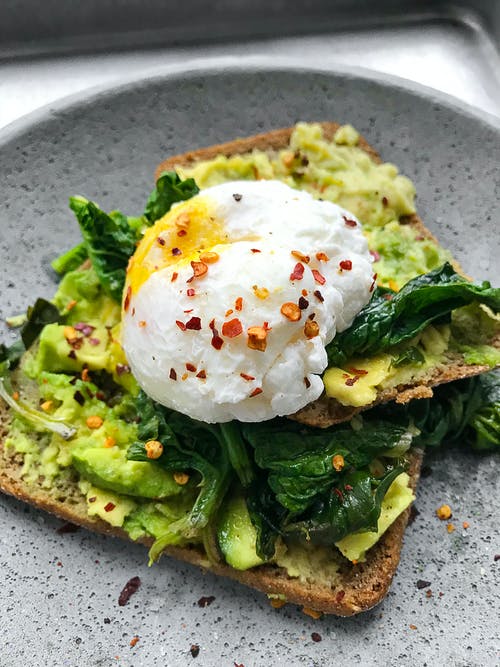 break and poached eggs