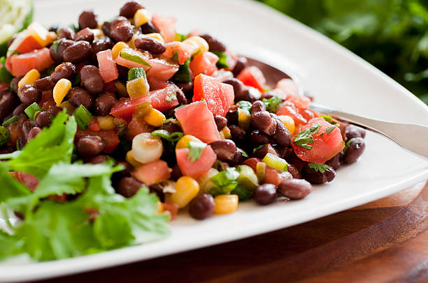 Black Bean Salad with cilantro garnish.