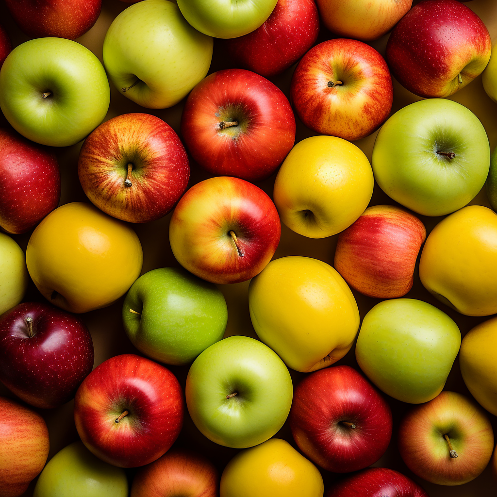 variety of apples, including red, green, and yellow varieties